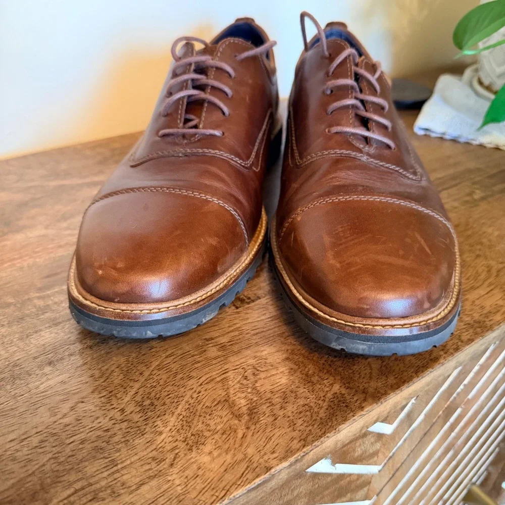Cole Haan Brown Leather Cap Toe Oxford Rugged Sole Dress Shoes Mens 10.5D Preppy